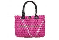 Giỏ bông 6 cánh quai da